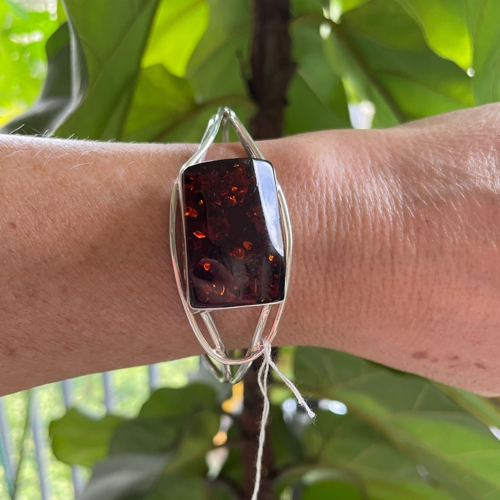 Sterling Silver/Amber Cuff Bracelet
